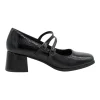 Zapato charol negro con tacón mediano y cierre de hebillas HISPAFLEX 2438