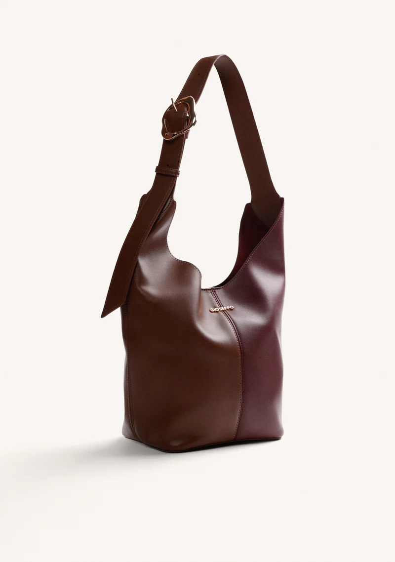 2 Bolso bucket burdeos y marrón Gioseppo 80654