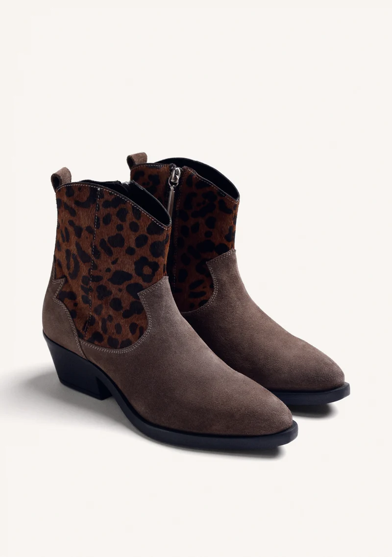 2 Botín pelo gris leopardo Gioseppo 80113